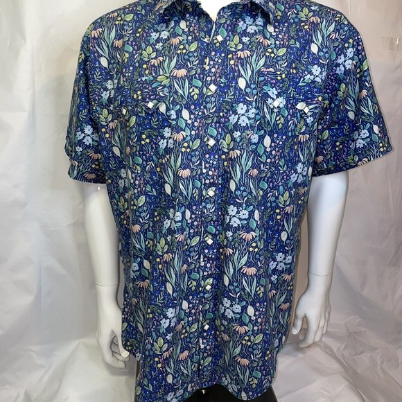 Rockmount Ranch Wear Tru-west Short Sleeve Shirt Large Hawaiian Rousseau Floral - Picture 4 of 16